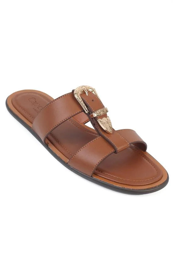 Capone Lanni Buckle Flat Heel Women Beige Sandal