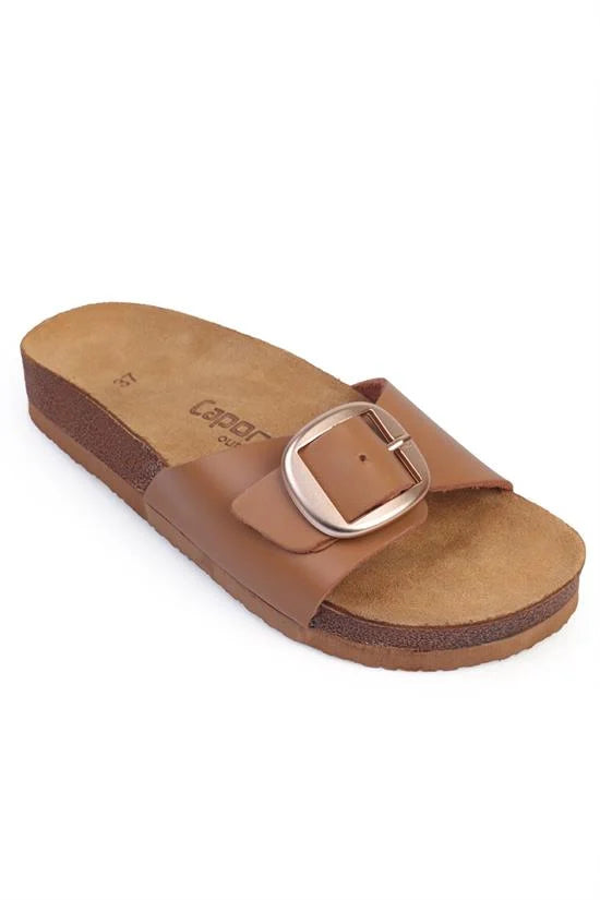 Capone Large Buckled Anatomical Cork Sole Leather Sandal