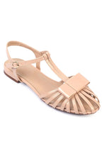Capone Amara Lattice Braided Women Patent Beige Ballerinas