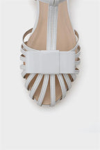 Capone Amara Lattice Braided Women Patent Beige Ballerinas