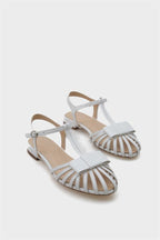 Capone Amara Lattice Braided Women Patent Beige Ballerinas