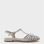 Capone Amara Lattice Braided Women Patent Beige Ballerinas