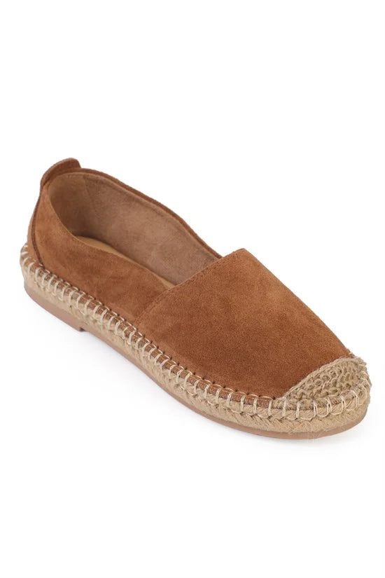 Capone Laurie Genuine Leather Suede Women Tan Espadrille