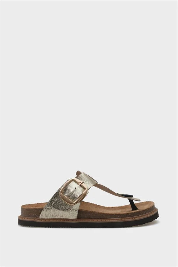 Capone Nina Leather Thong Women Gold Sandals