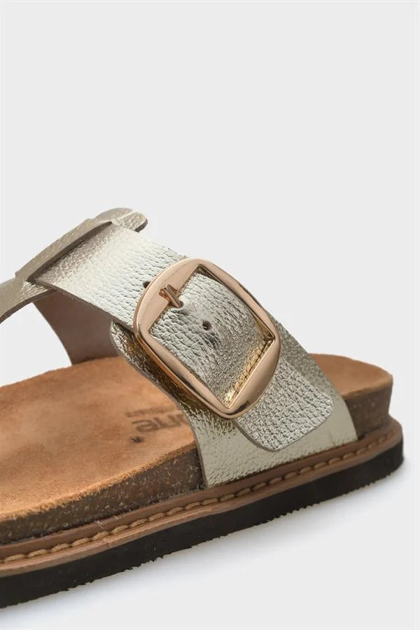 Capone Nina Leather Thong Women Gold Sandals