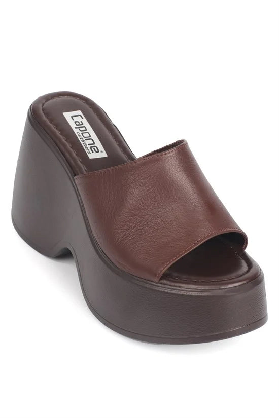 Capone Lena High Wedge Heel Women Black Sandals