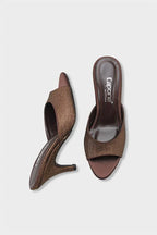 Capone Lenore Kristalno Ukrašena Sandala na Petu s Punom Potplatom od Satena za Žene, Crna