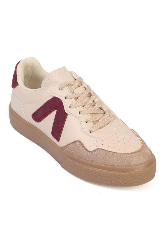 Capone Lianna V Detail Lace-Up Casual Sport Women White Grey Sneaker