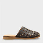 Capone Lidia ženske kožne klompe sa ravnom petom i nitnama, boja: smeđa