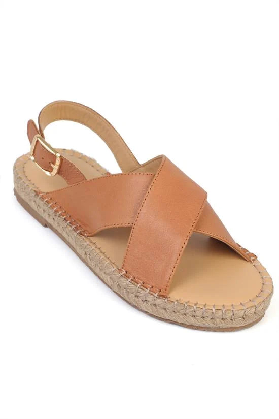 Capone Lilian Genuine Leather Espadrille Sole Women Beige Sandal