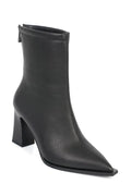 Capone Lizzie Pointed Toe Block Heel Back Zip Elegant Women Black Ankle Boot