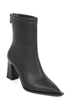 Capone Lizzie Pointed Toe Block Heel Back Zip Elegant Women Black Ankle Boot
