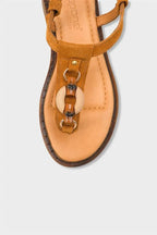Capone Mallorie Genuine Leather Metal Buckle Flat Heel Women Brown Sandal