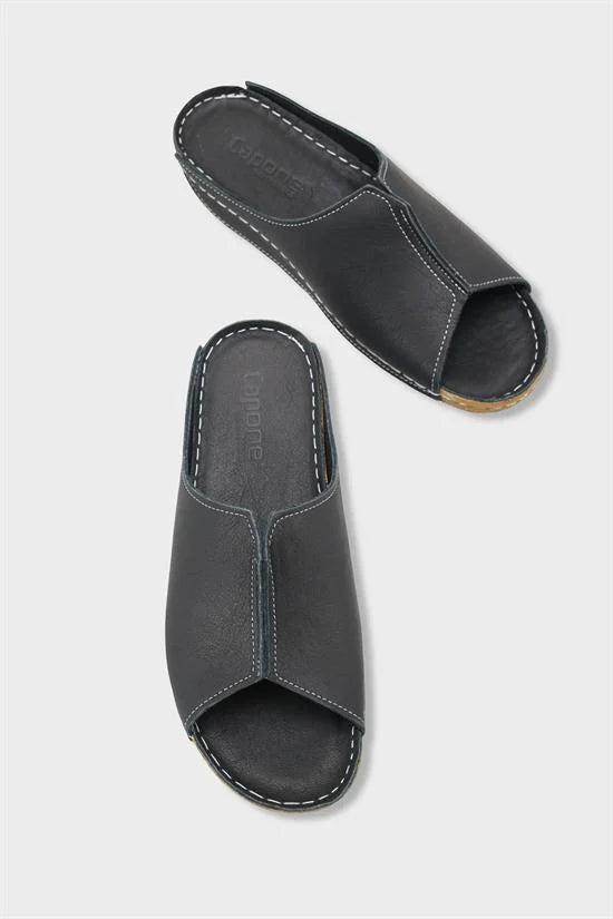 Capone Marielle Genuine Leather Soft Comfort Women Black Sandal