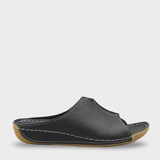 Capone Marielle Genuine Leather Soft Comfort Women Black Sandal