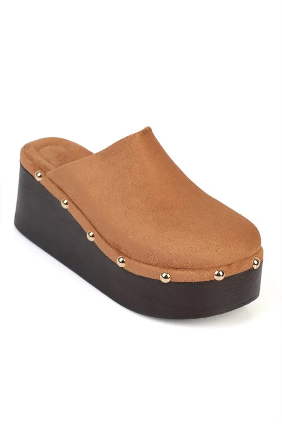 Capone Marlane Wedge Heel Closed Toe Suede Look Women Sued Black Clog