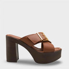Capone Marlo Platform Cross Band Metal Buckle Women Black Sandal