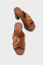 Capone Marlo Platform Cross Band Metal Buckle Women Black Sandal