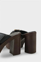 Capone Marlo Platform Cross Band Metal Buckle Women Black Sandal