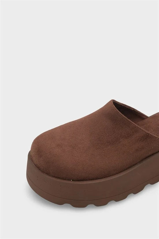 Capone Marlyn Faux Fur Suede Look Women Sued Tan Clog