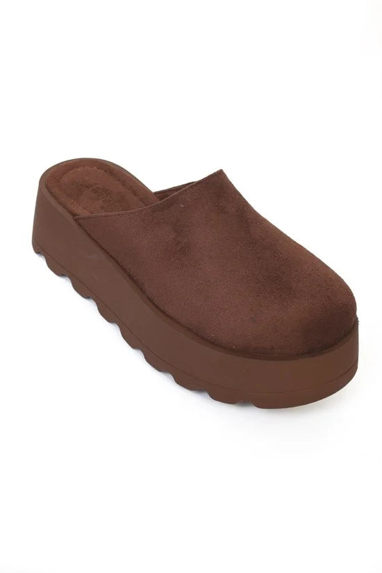 Capone Marlyn Faux Fur Suede Look Women Sued Tan Clog