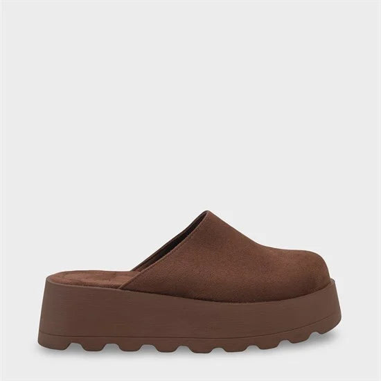 Capone Marlyn Faux Fur Suede Look Women Sued Tan Clog