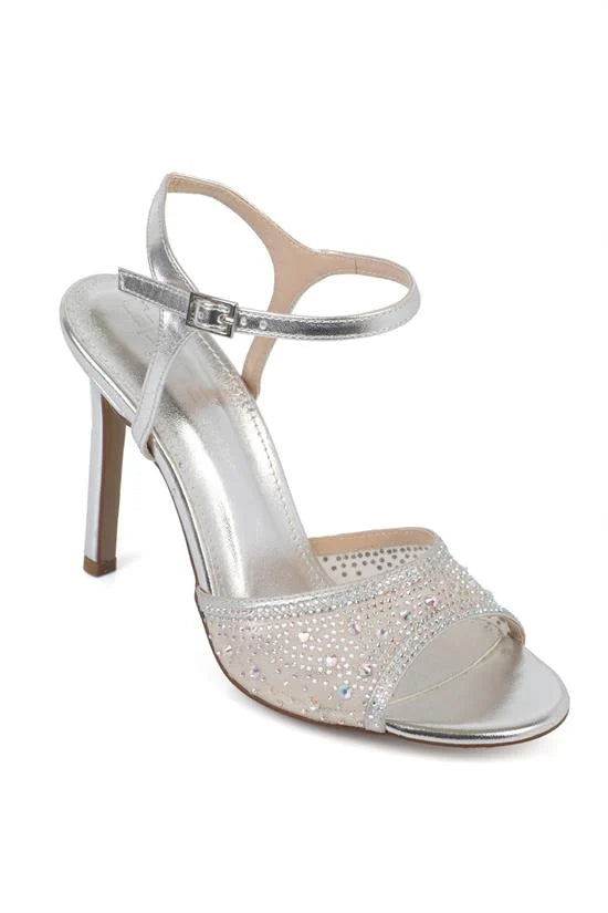 Capone Marney Crystal Embellished High Heel Ankle Strap Women Metallic Gold Wedding Shoe