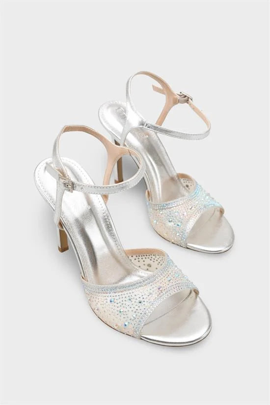Capone Marney Crystal Embellished High Heel Ankle Strap Women Metallic Gold Wedding Shoe
