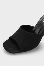 Capone Maurene Genuine Leather Lined Wedge Heel Women Sued Black Sandal