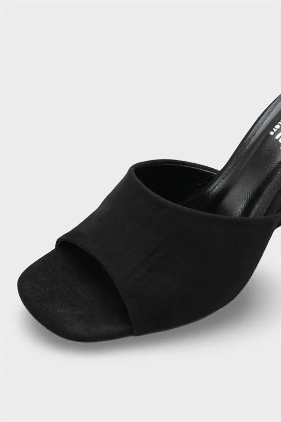 Capone Maurene Genuine Leather Lined Wedge Heel Women Sued Black Sandal