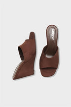 Capone Maurene Genuine Leather Lined Wedge Heel Women Sued Black Sandal