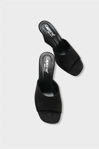 Capone Maurene Genuine Leather Lined Wedge Heel Women Sued Black Sandal