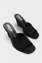 Capone Maurene Genuine Leather Lined Wedge Heel Women Sued Black Sandal