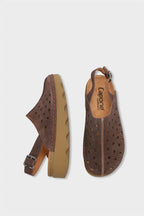Capone Meghan Genuine Leather Soft Comfort Women Camel Sandal