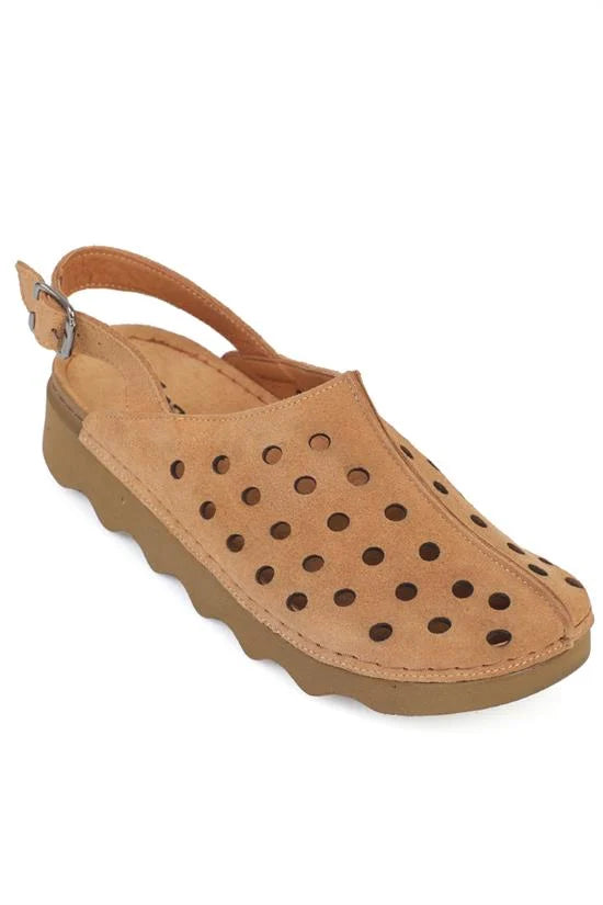 Capone Meghan Genuine Leather Soft Comfort Women Camel Sandal