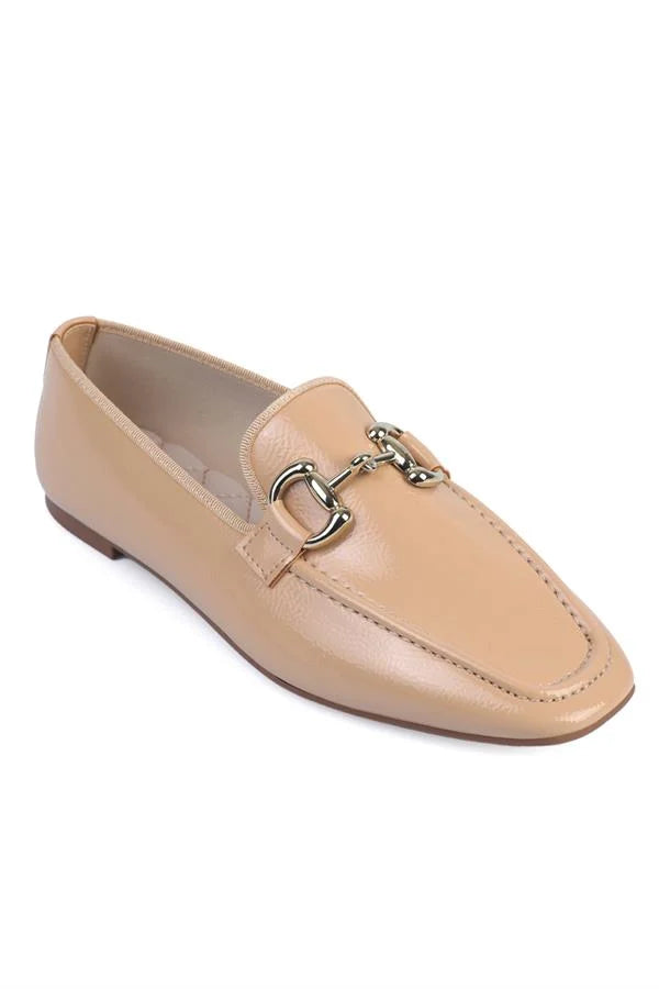 Capone Candi Metal Buckled Women Nude Loafer