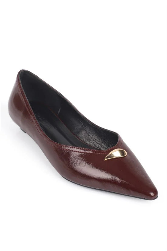 Capone Michelle Genuine Leather Pointed Toe Low Heel Elegant Women Black Shoe