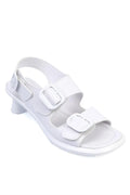 Capone Dixie Mid Heel Double Buckle Women White Sandals