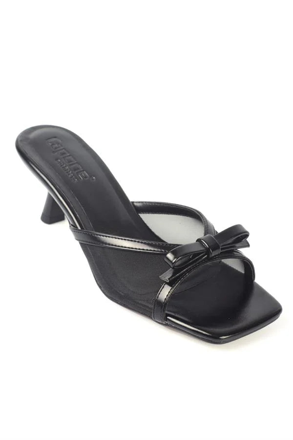 Capone Midge Mid Heel Mesh Bow Women Gold Sandals