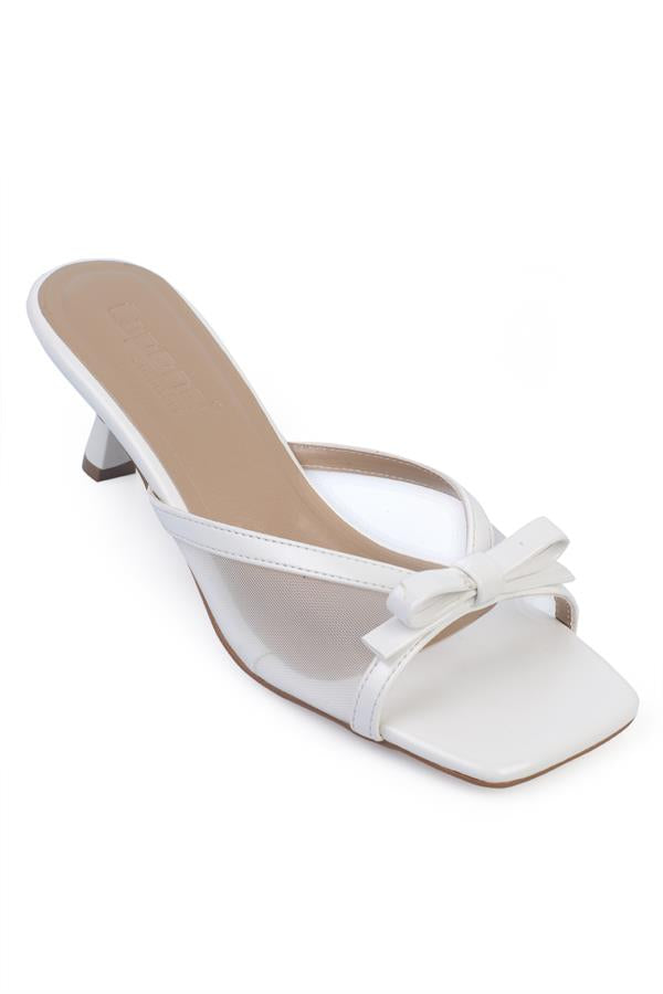 Capone Midge Mid Heel Mesh Bow Women Gold Sandals