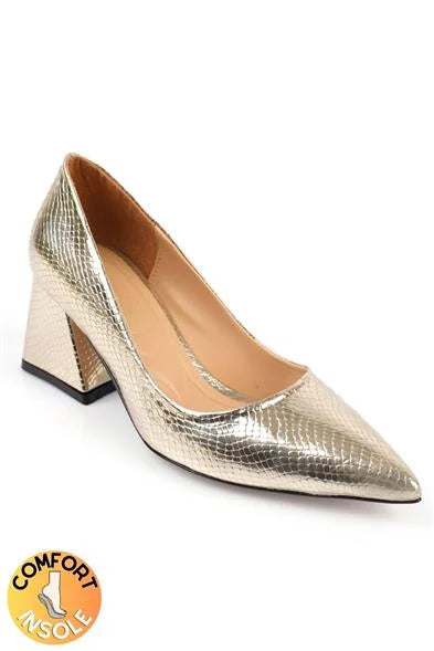 Capone Sabrina Mid Heel Soft Padded Insole Women Silver Shoes