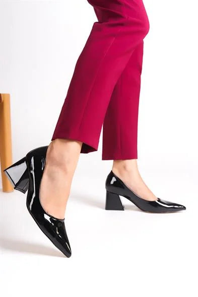 Capone Sabrina Mid Heel Soft Padded Insole Women Black Shoes