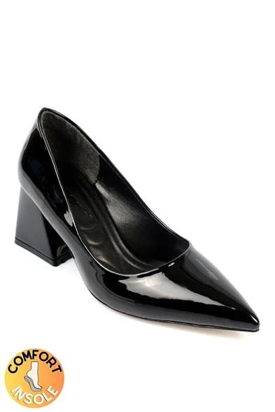 Capone Sabrina Mid Heel Soft Padded Insole Women Black Shoes
