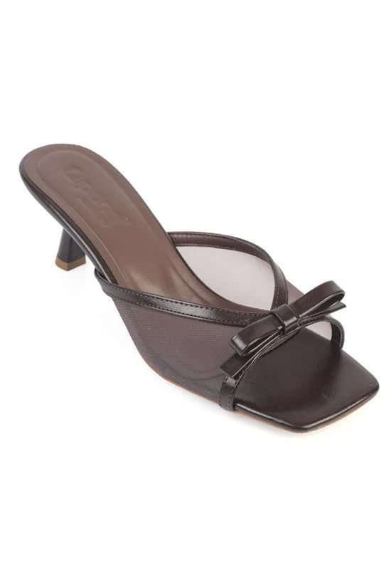 Capone Midge Mid Heel Mesh Bow Women Gold Sandals