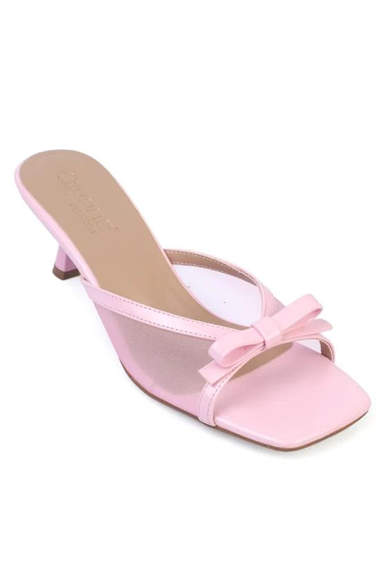 Capone Midge Mid Heel Mesh Bow Women Gold Sandals