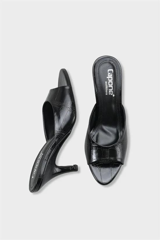 Capone Nadeen Wedge sandala sa srednjom petom elegantna ženska crna