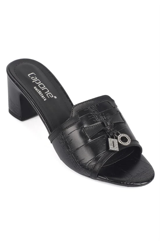 Capone Nady Mid Heel Crystal Embellished Accessory Single Band Women Sued Khaki Sandal