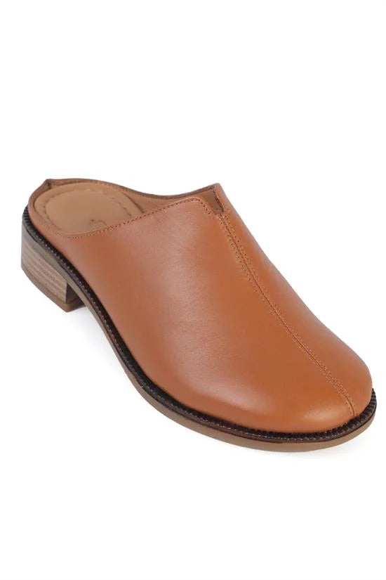 Capone Nancey Genuine Leather Low Heel Women Tan Clog