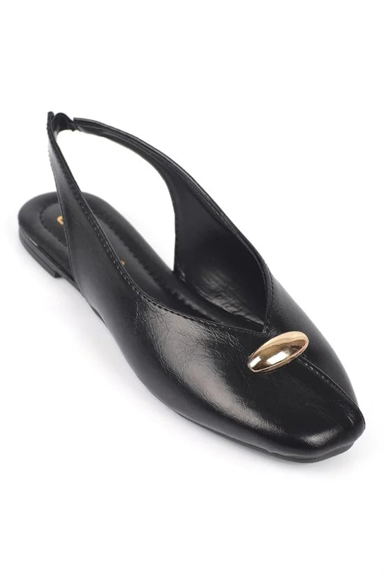 Capone Nicolea Square Toe Metallic Accessory Open Back Ballet Flat