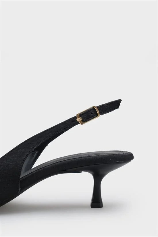 Capone Nikolia Crystal Embellished Bow Detail Pointed Toe Satin Mid Heel Ženske Cipele Bež